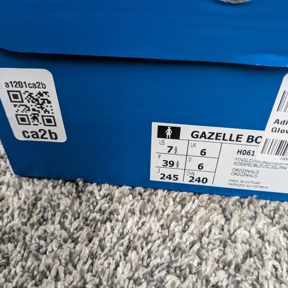 adidas Gazelle Pink and Navy Athletic Shoes - Picture 6 of 10